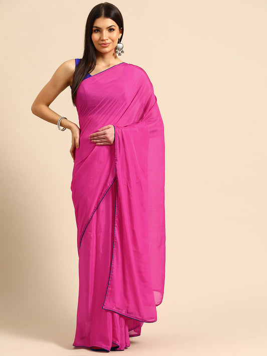 Desginer Pink Chiffon Saree