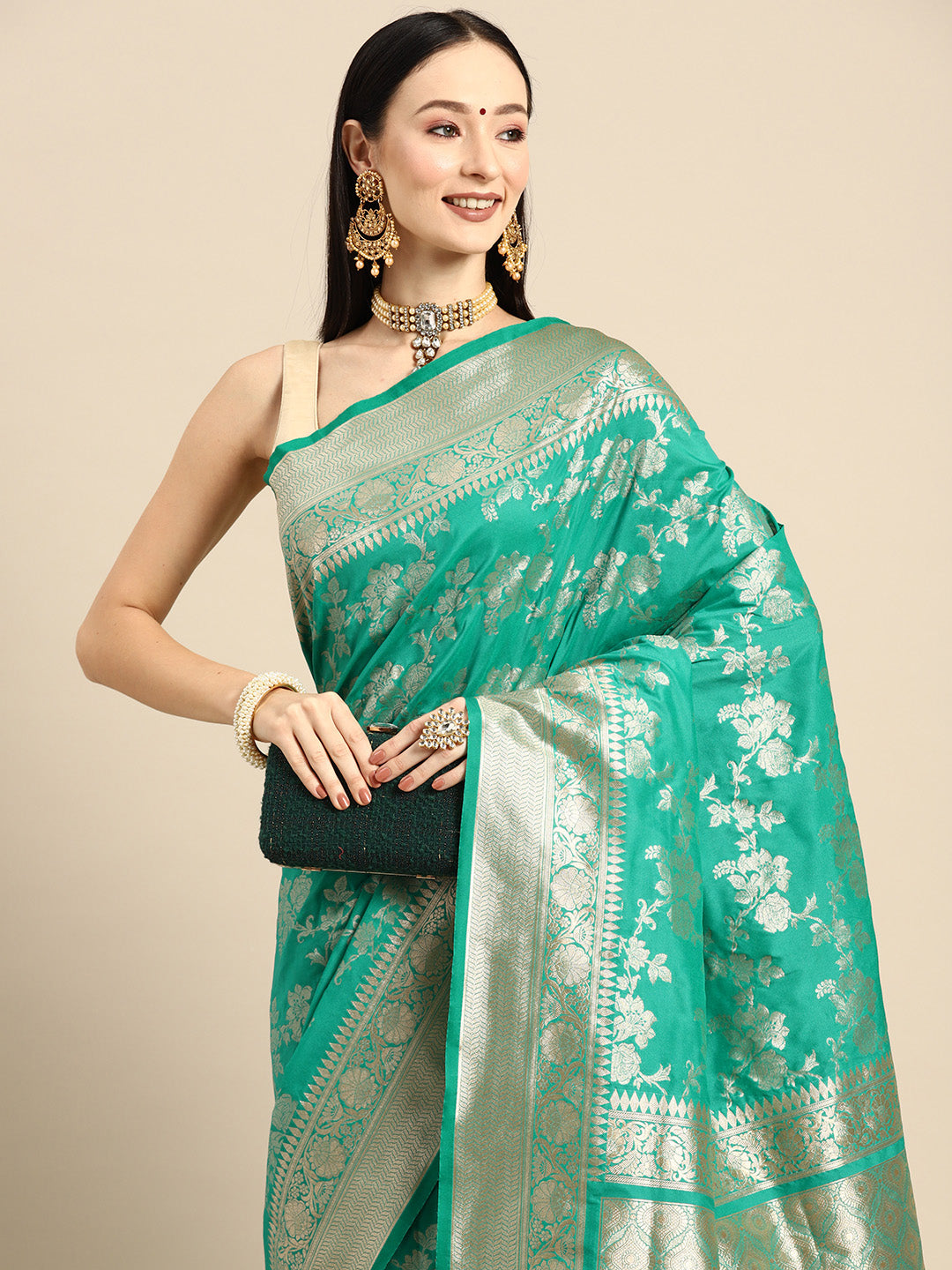 Designer Green Silk Saree