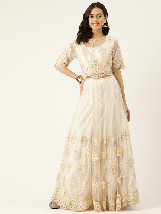 Designer Off White Net Lehenga