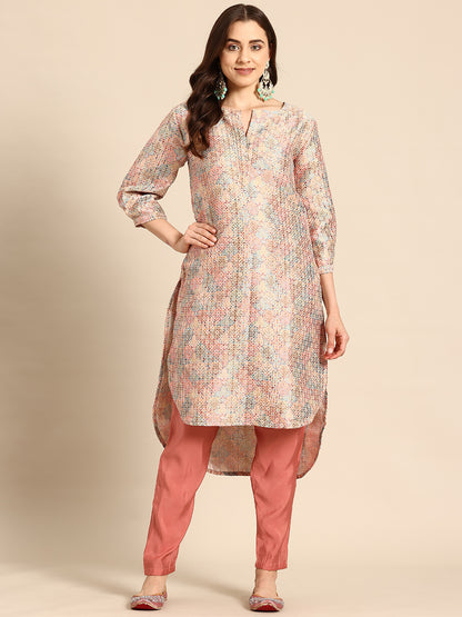 Beige Silk Kurta Set