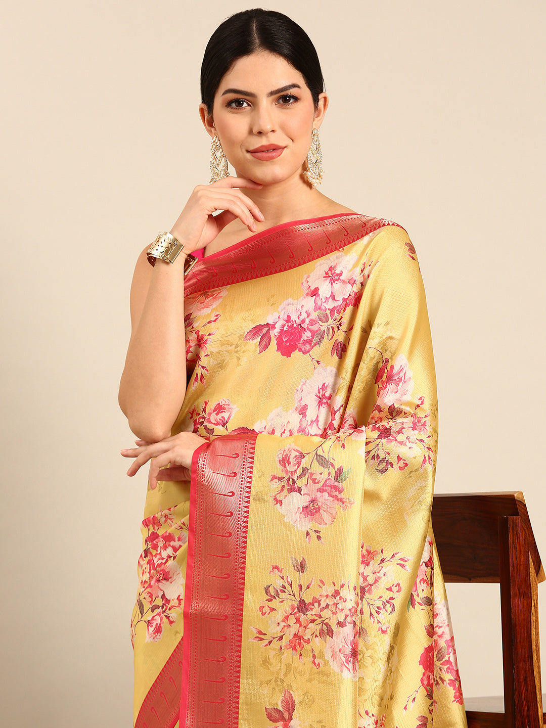 Designer Yellow Silk Saree