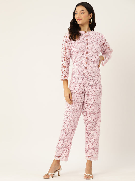 Desginer Pink Lace Jumpsuit