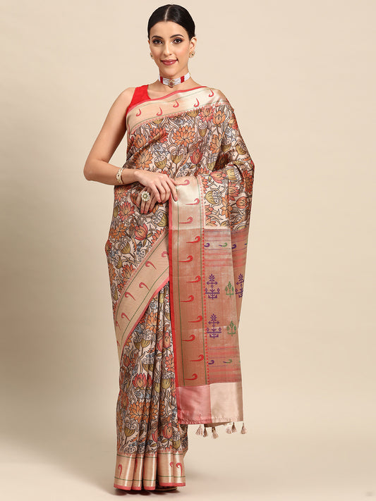 Designer Brown Silk Saree