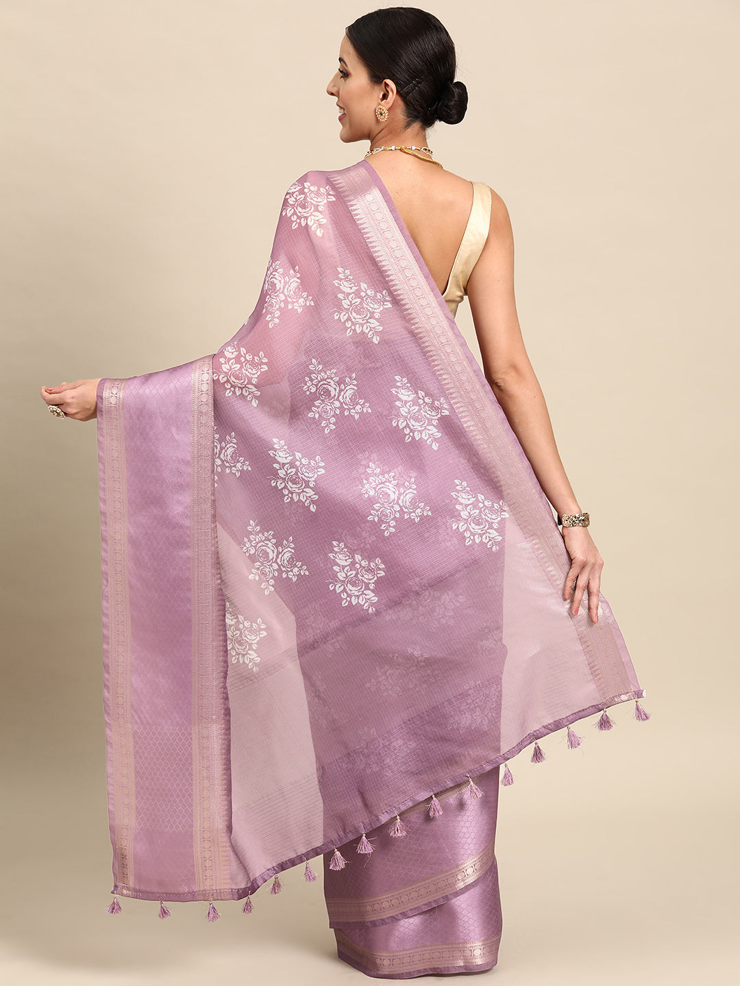 Designer Lavender Silk Saree