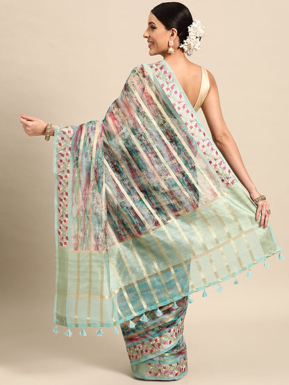 Designer Green Organza Saree