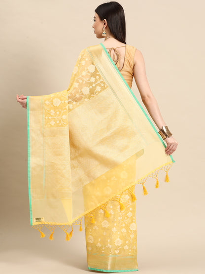 Designer Yellow Silk Saree