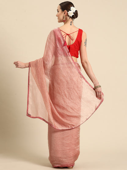 Desginer Peach Tissue Saree