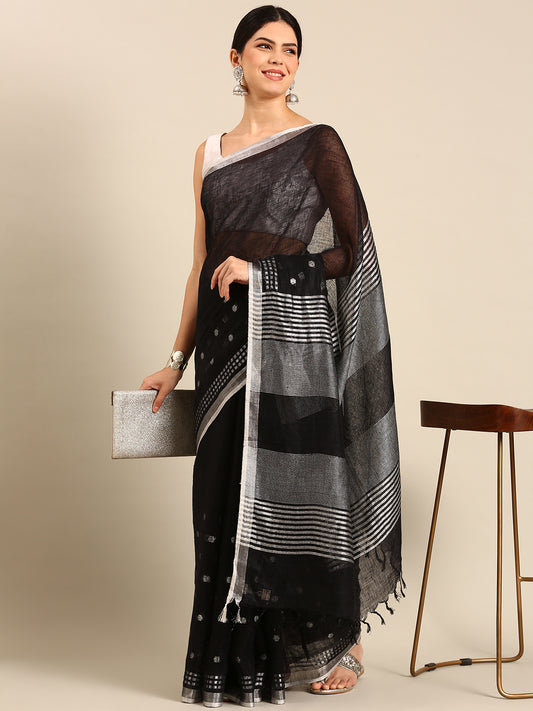 Designer Black Silk Saree