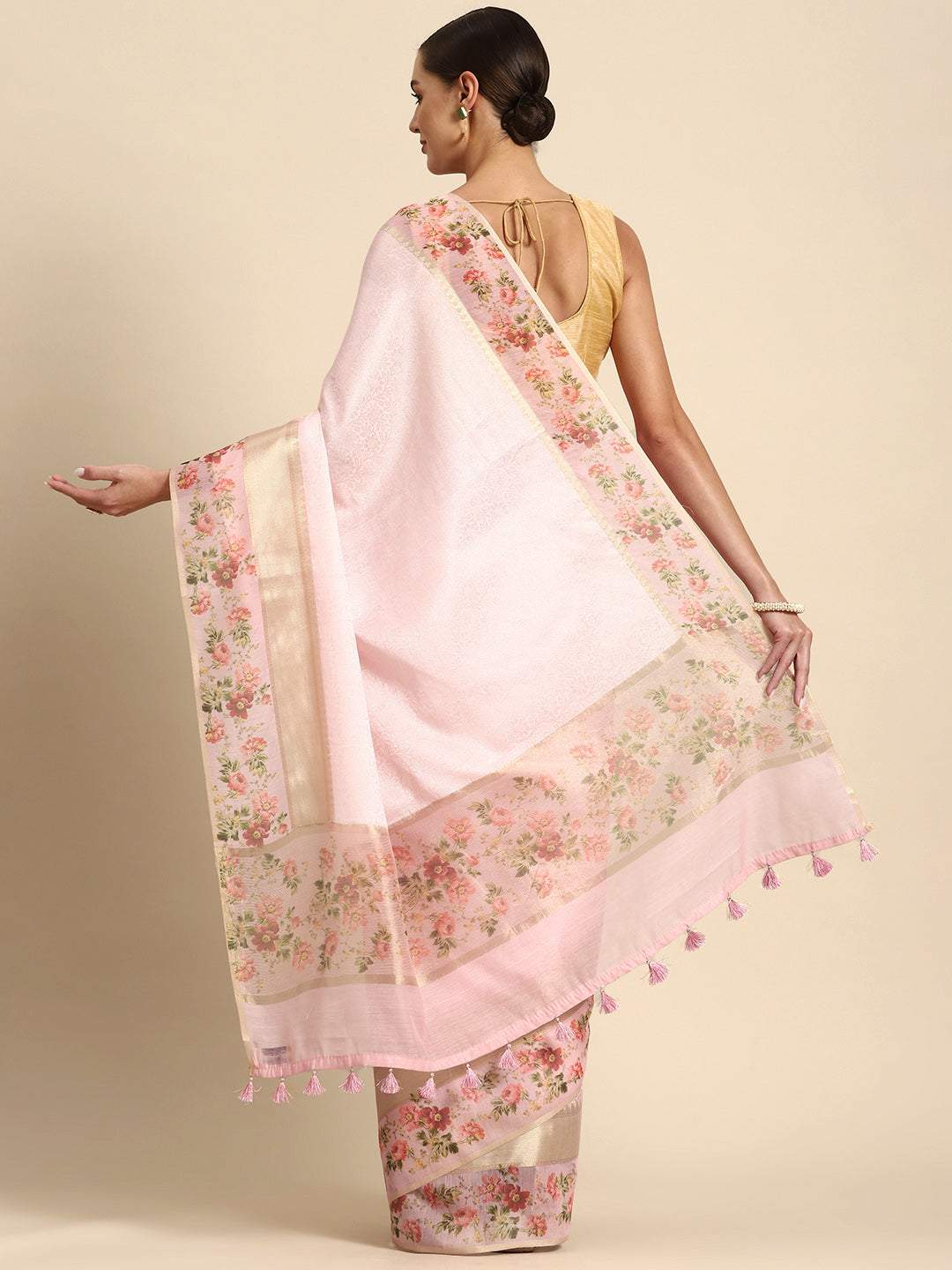 Designer Pink Tissue Saree