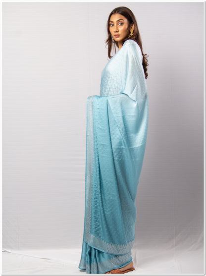 Sky  Blue Color Santoon Saree With Blouse Piece.