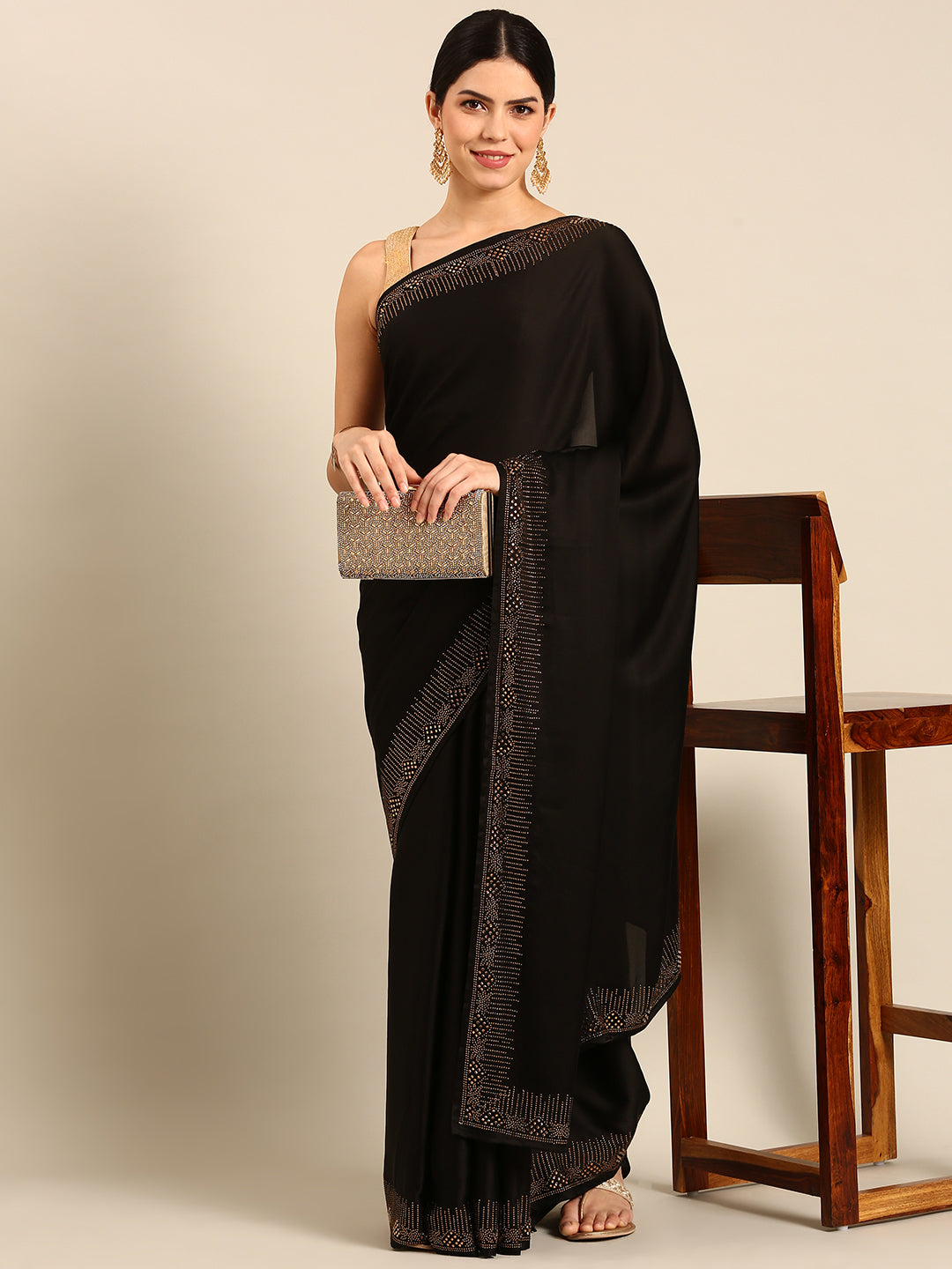 Designer Black Silk Saree