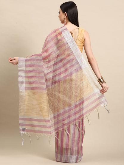 Designer Pink Cotton Saree