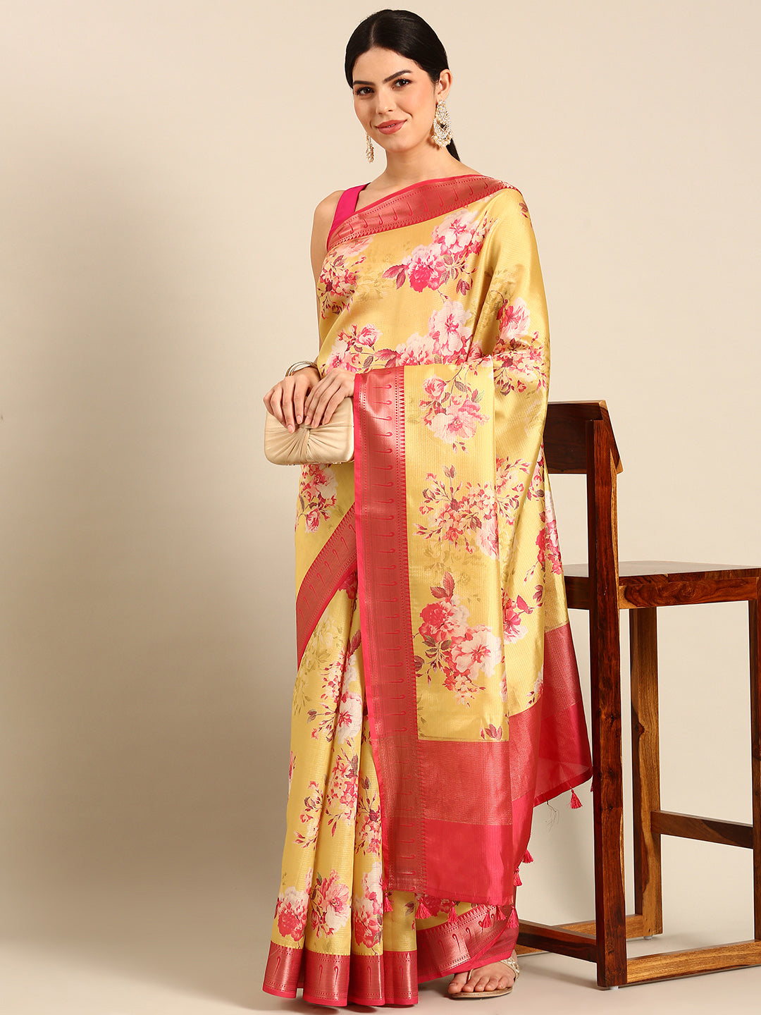 Designer Yellow Silk Saree