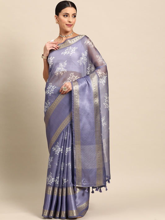 Designer Violet Silk Saree