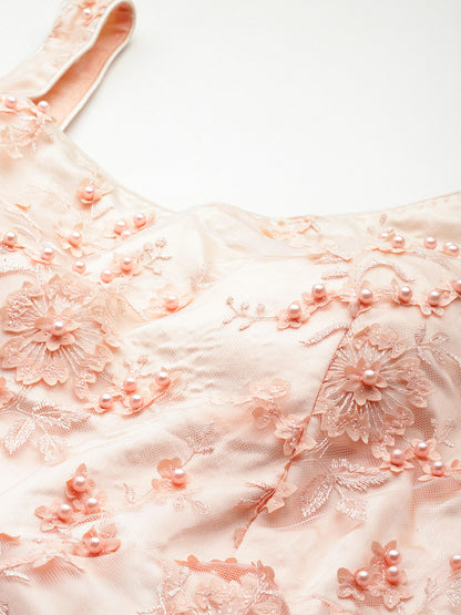 Desginer Peach Net Gown