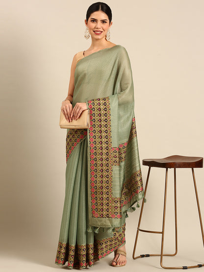 Designer Green Silk Saree