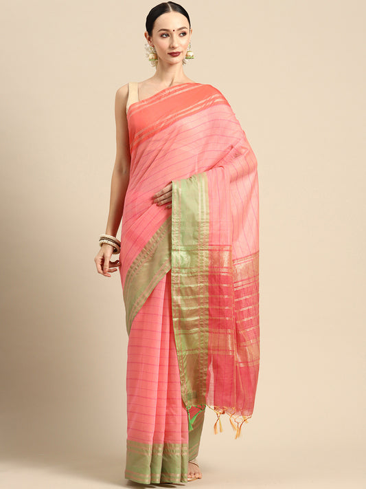 Designer Pink Linen Blend Saree3434