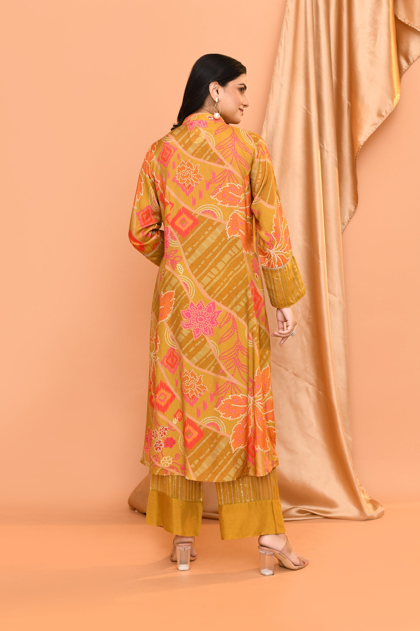 Golden Cotton & Silk Kurta Pant Set