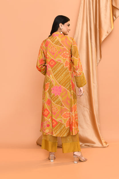 Golden Cotton & Silk Kurta Pant Set