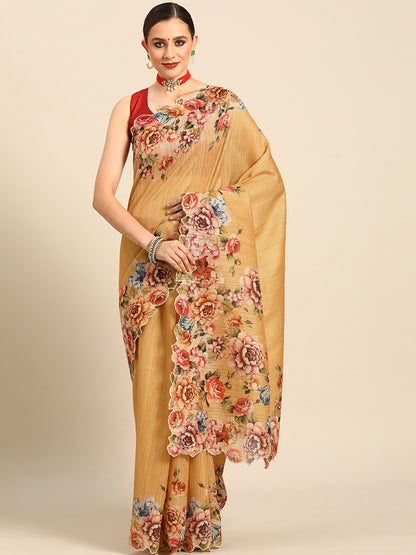 Designer Yellow Silk Saree