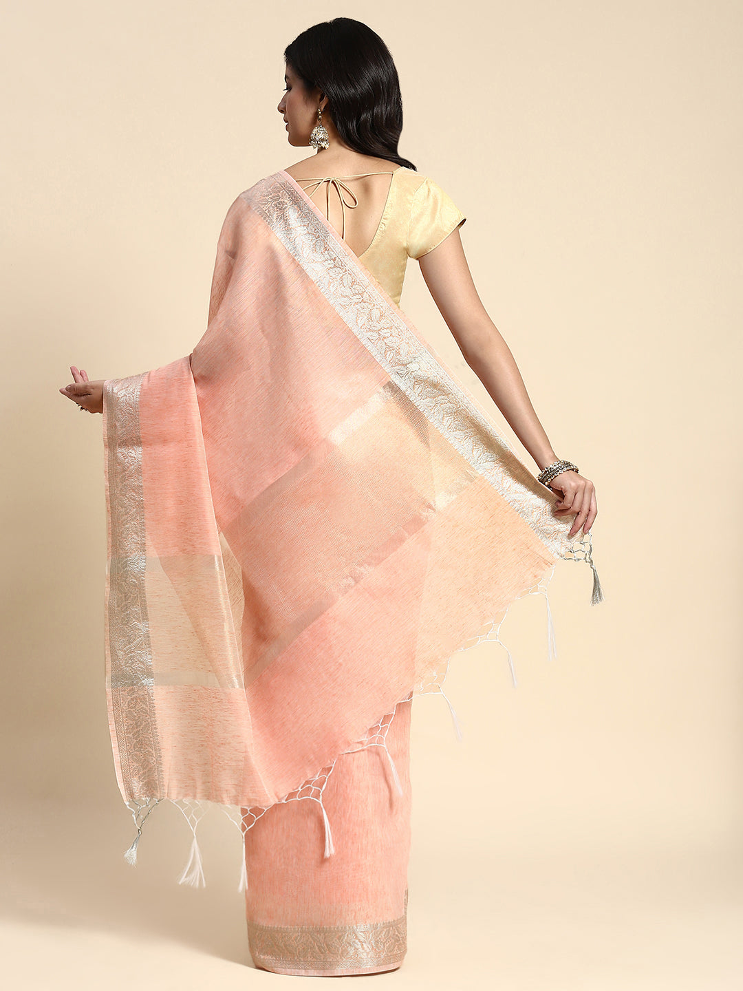 Baby Pink Silk Saree