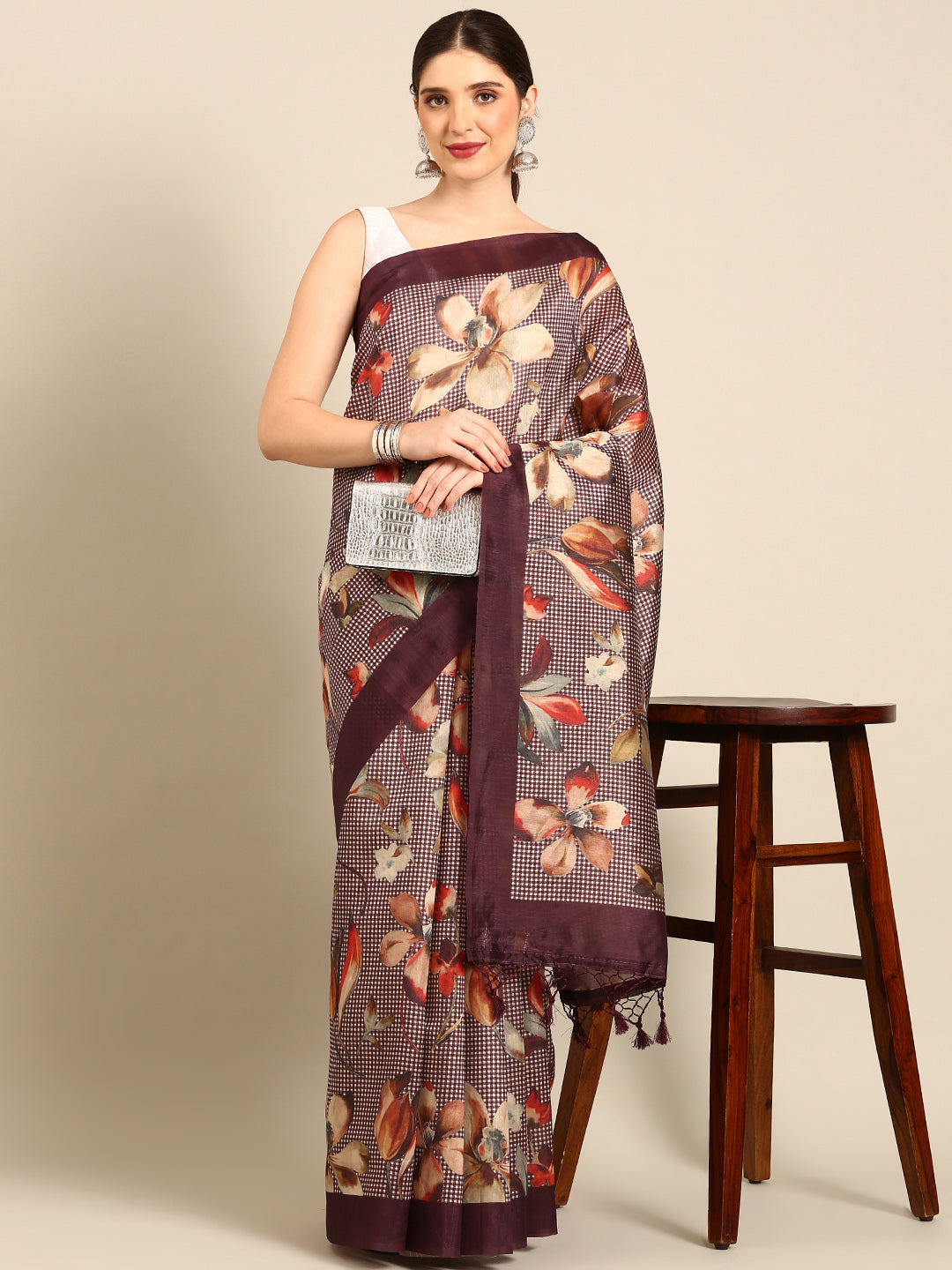 Designer Purple Silk Saree