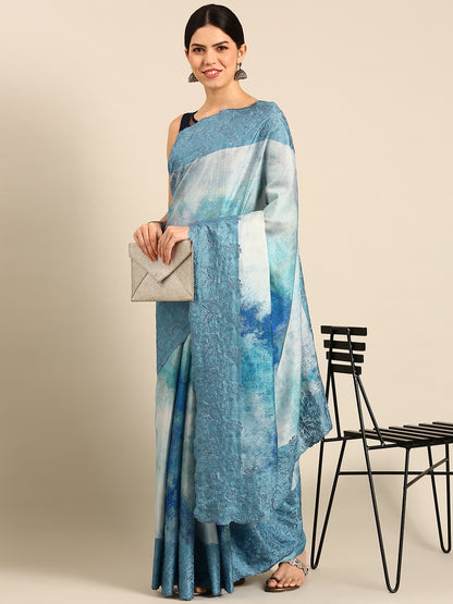 Designer Blue Silk Saree