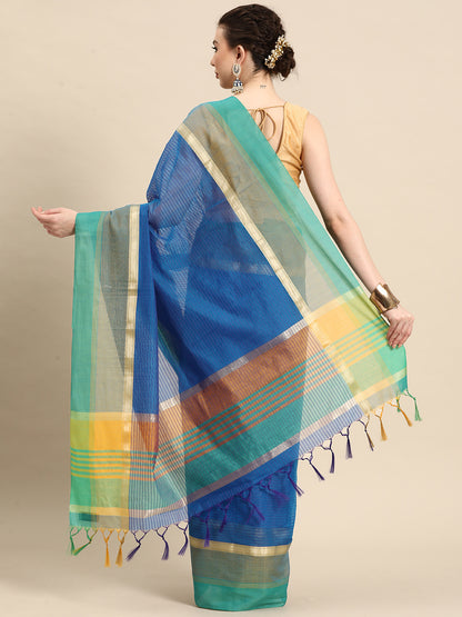 Designer Blue Cotton Saree