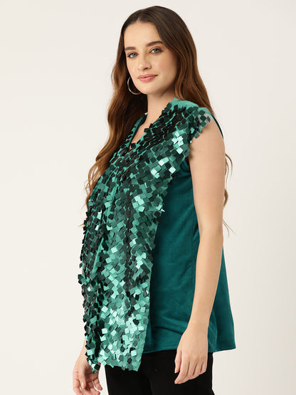 Desginer Green Sequin Top