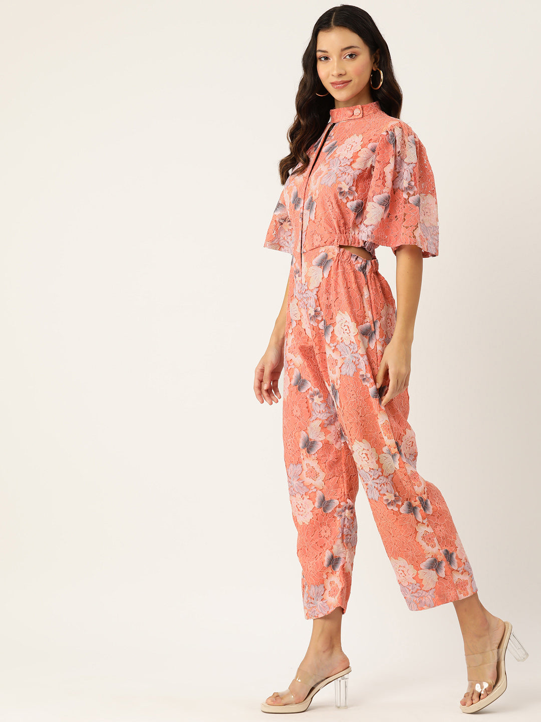 Desginer Peach Lace Jumpsuit