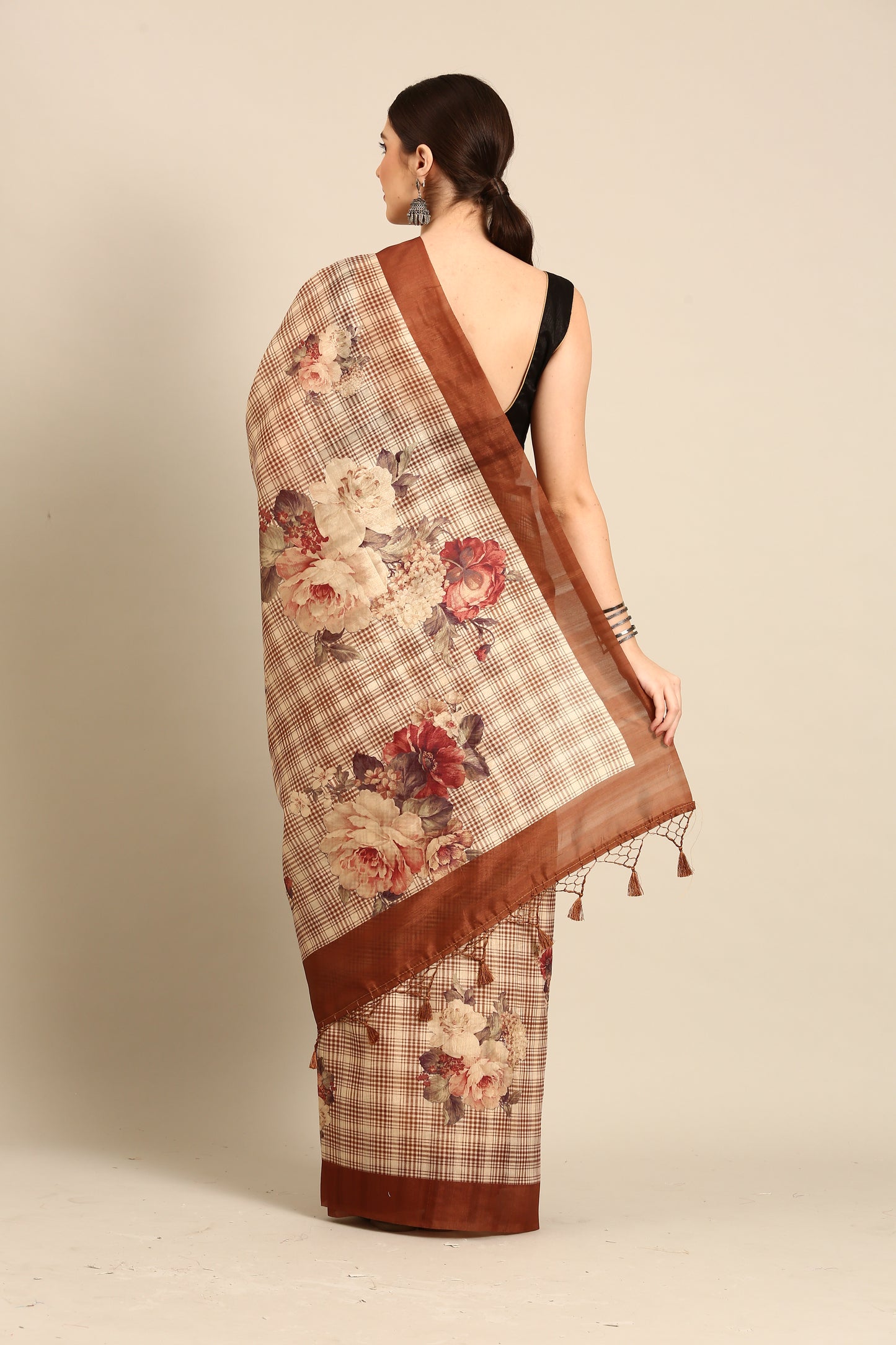 Designer Cream Silk Saree