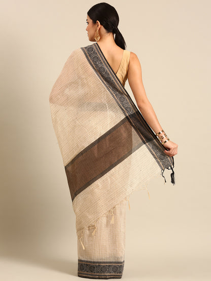 Designer White Silk Saree