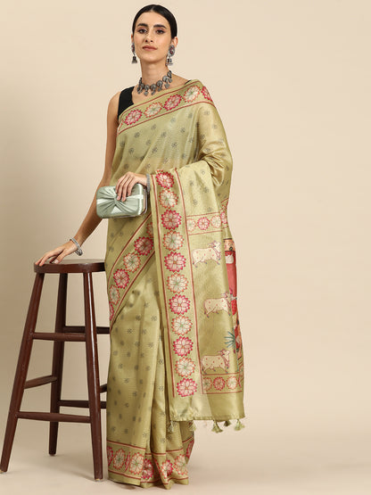 Designer Green Silk Saree