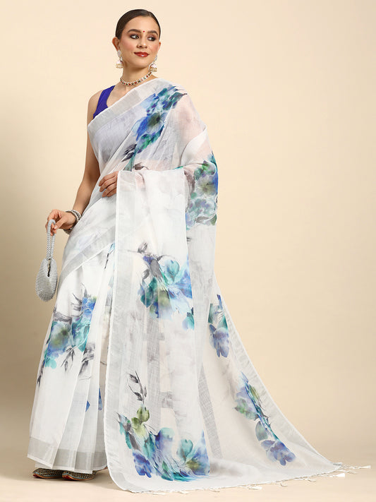 Designer White Organza Saree