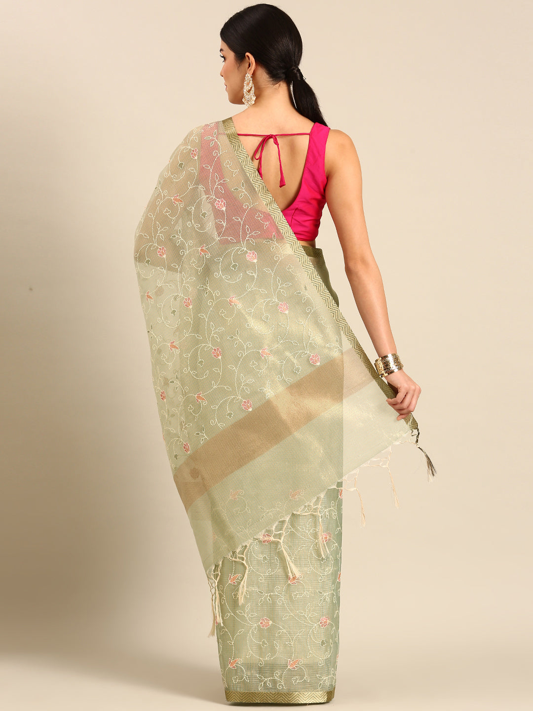 Designer Green Silk Saree