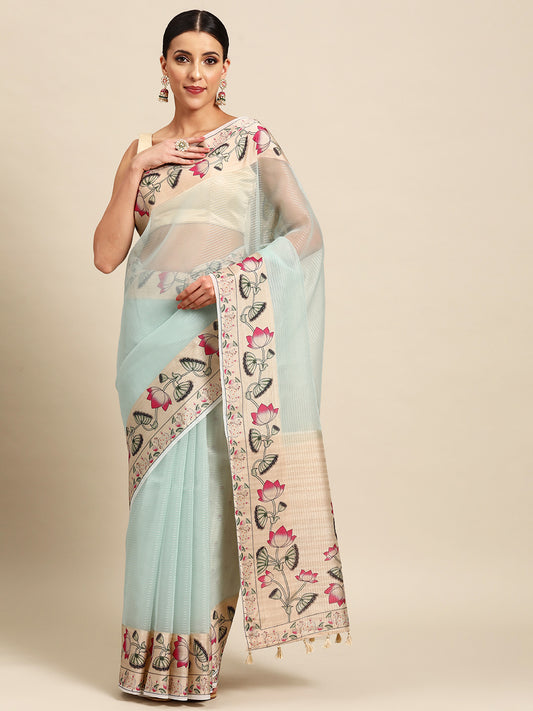 Designer Blue Silk Saree