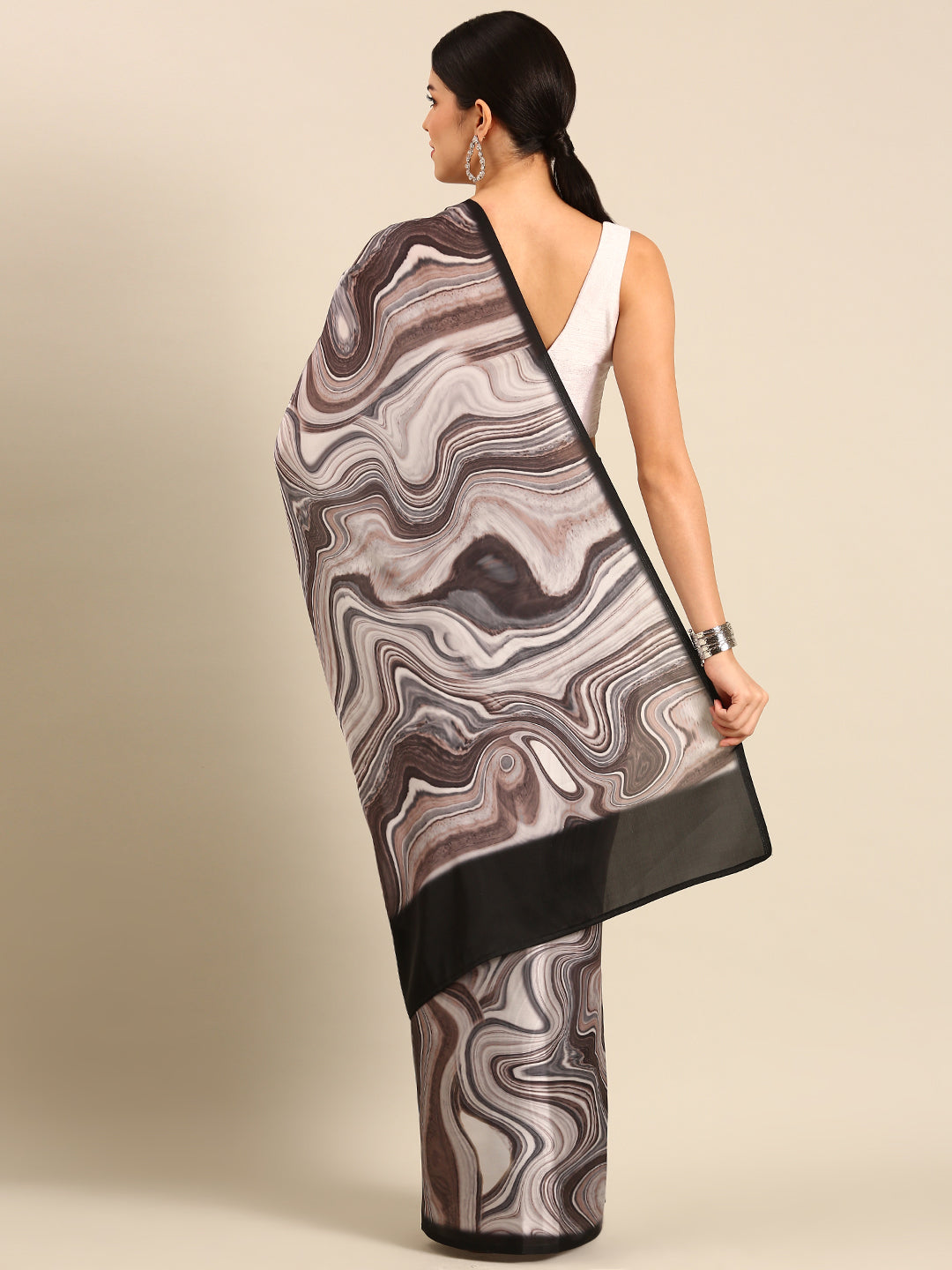 Designer Grey Chiffon Saree