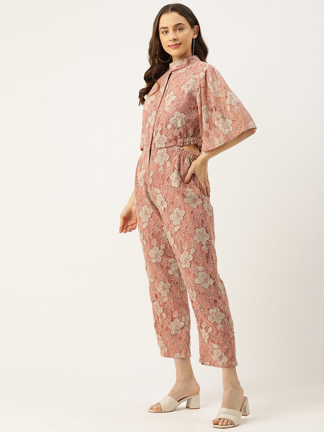 Desginer Peach Polyester Jumpsuit