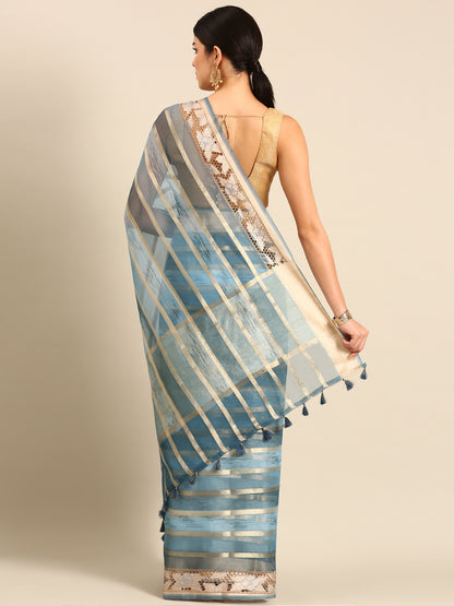 Designer Blue Silk Saree