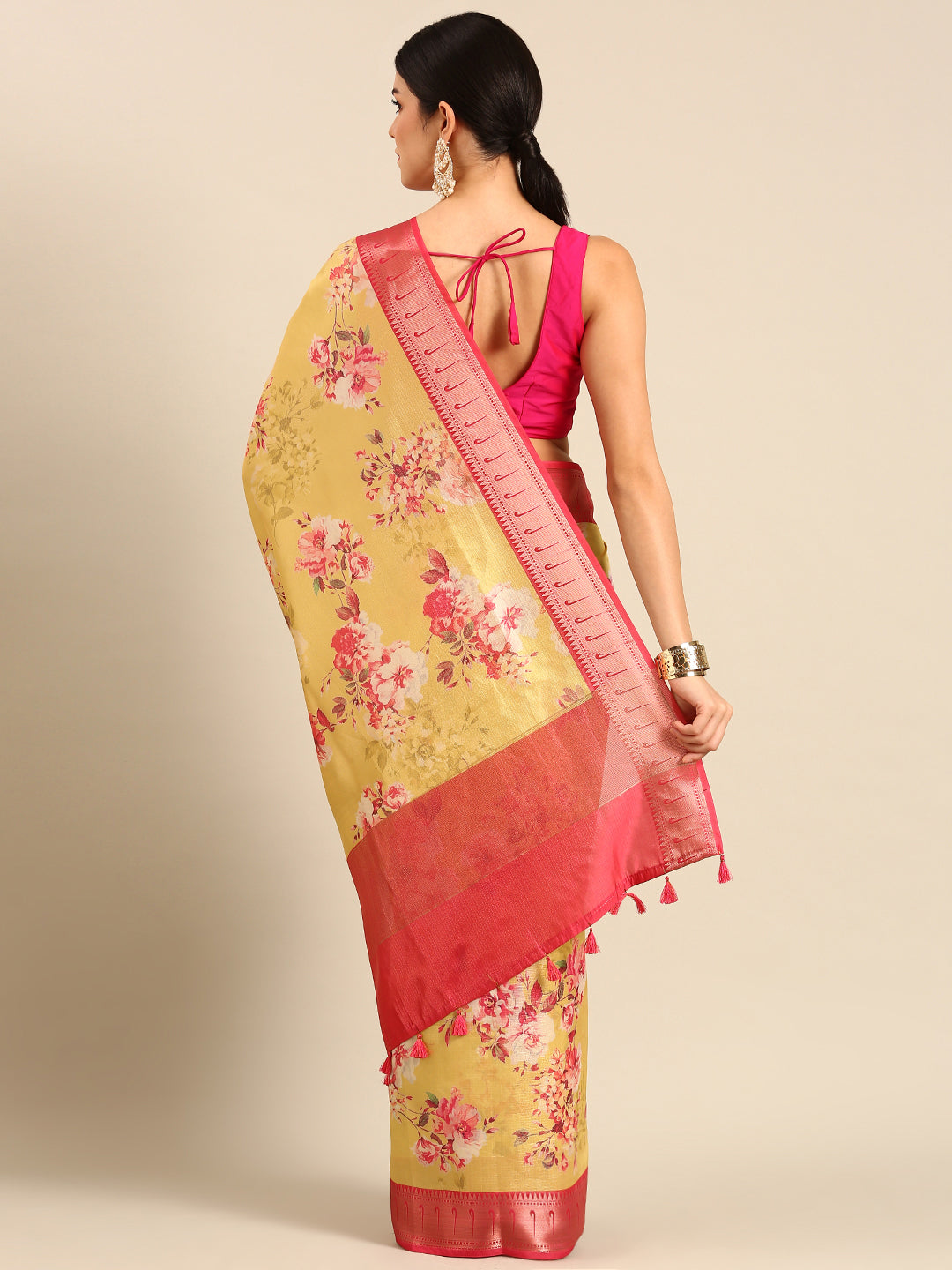 Designer Yellow Silk Saree