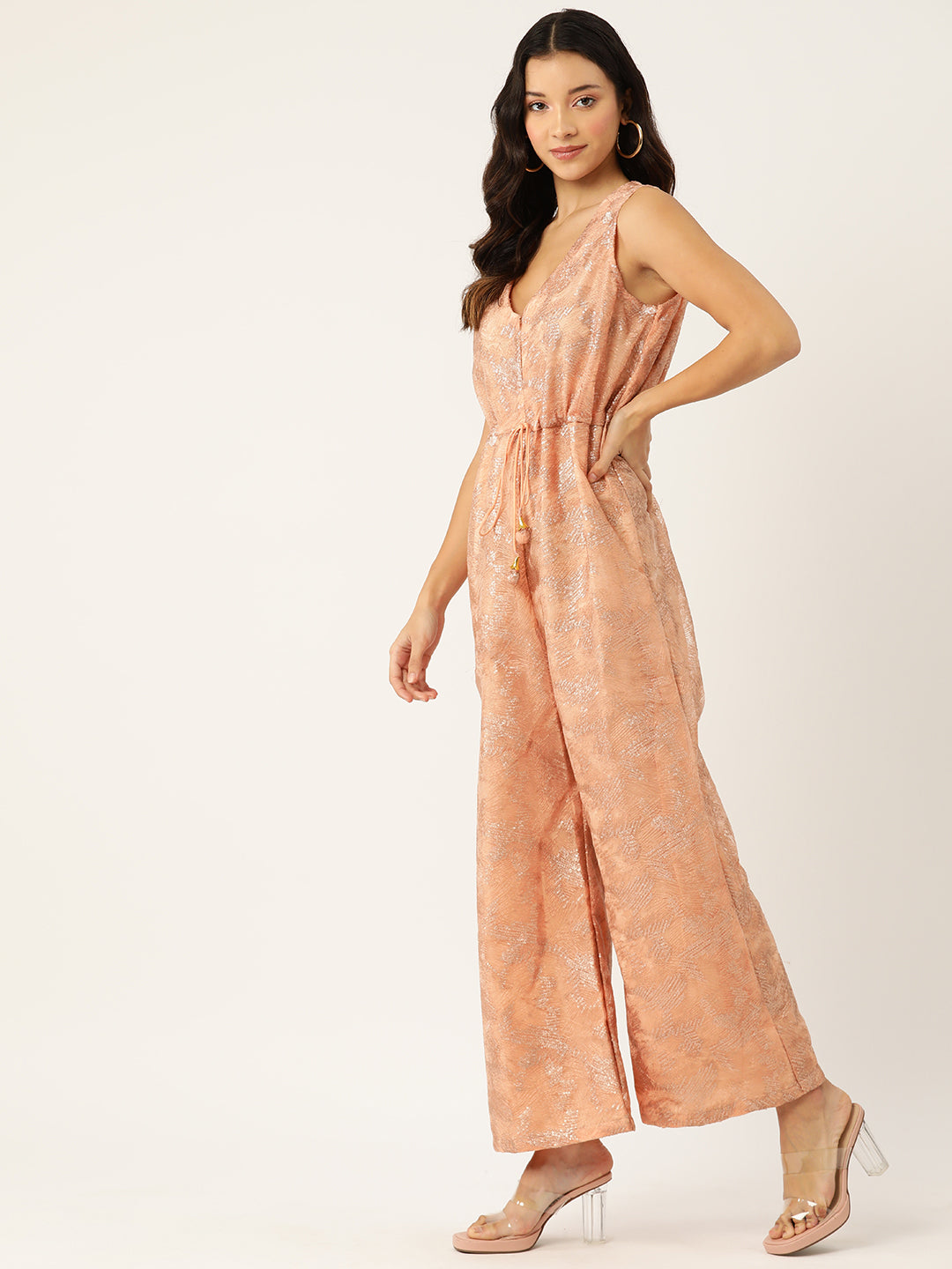 Peach Lace Jumpsuit