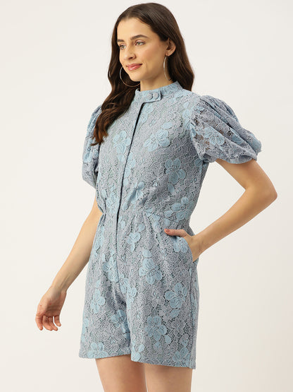 Desginer Blue Polyester Jumpsuit