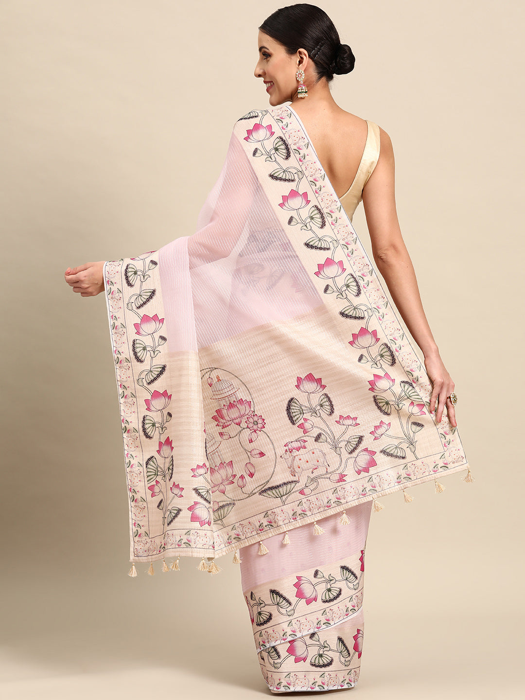 Designer Pink Silk Saree