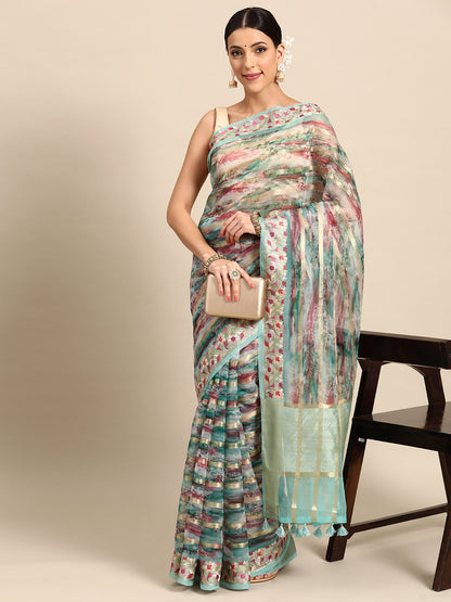 Designer Green Organza Saree