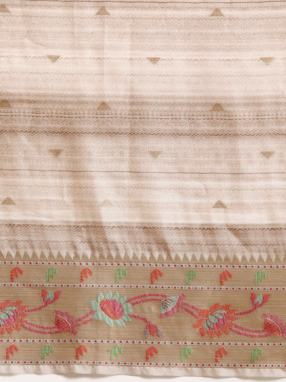 Designer Beige Linen Blend Saree