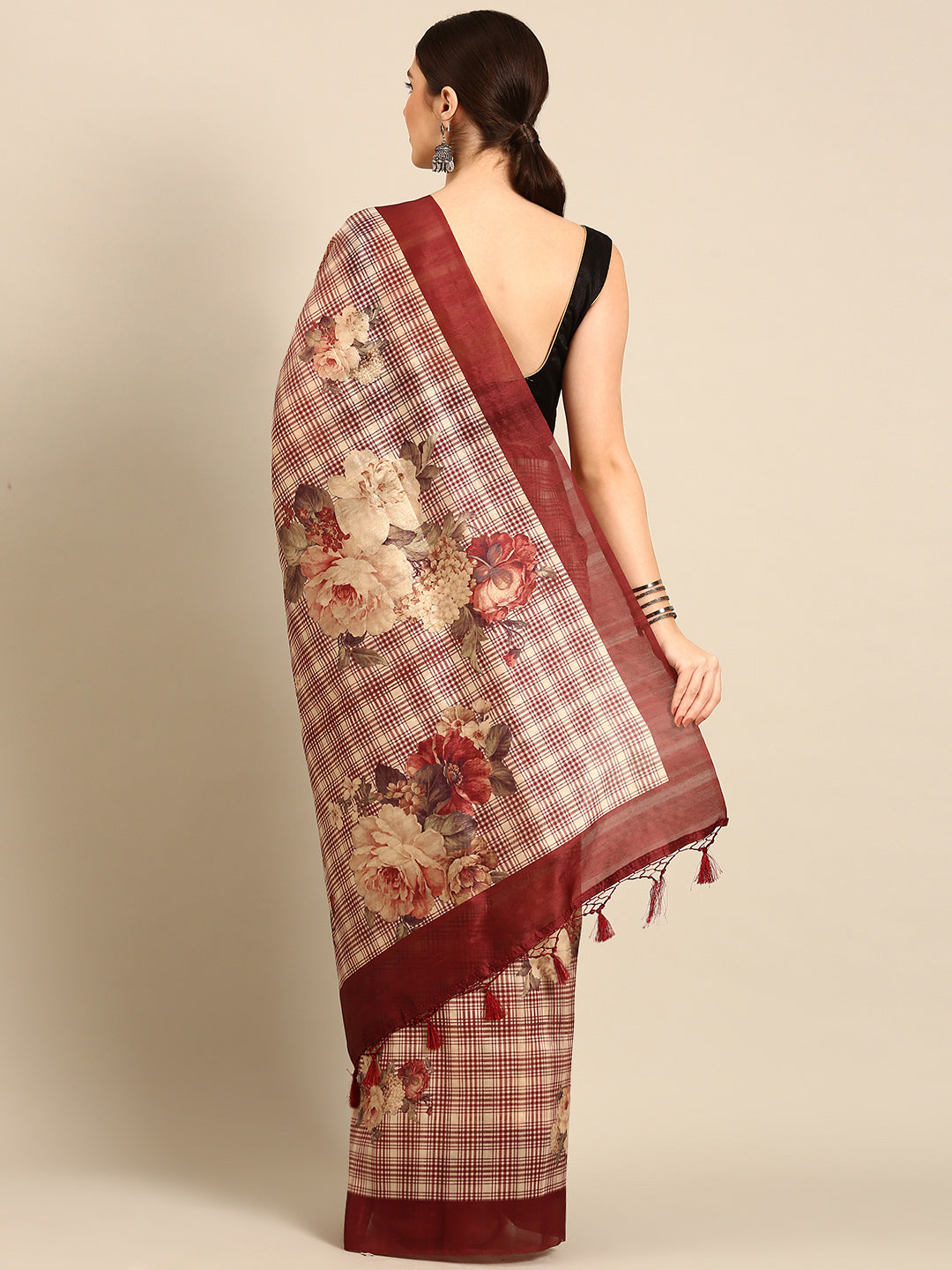 Designer Beige Silk Saree