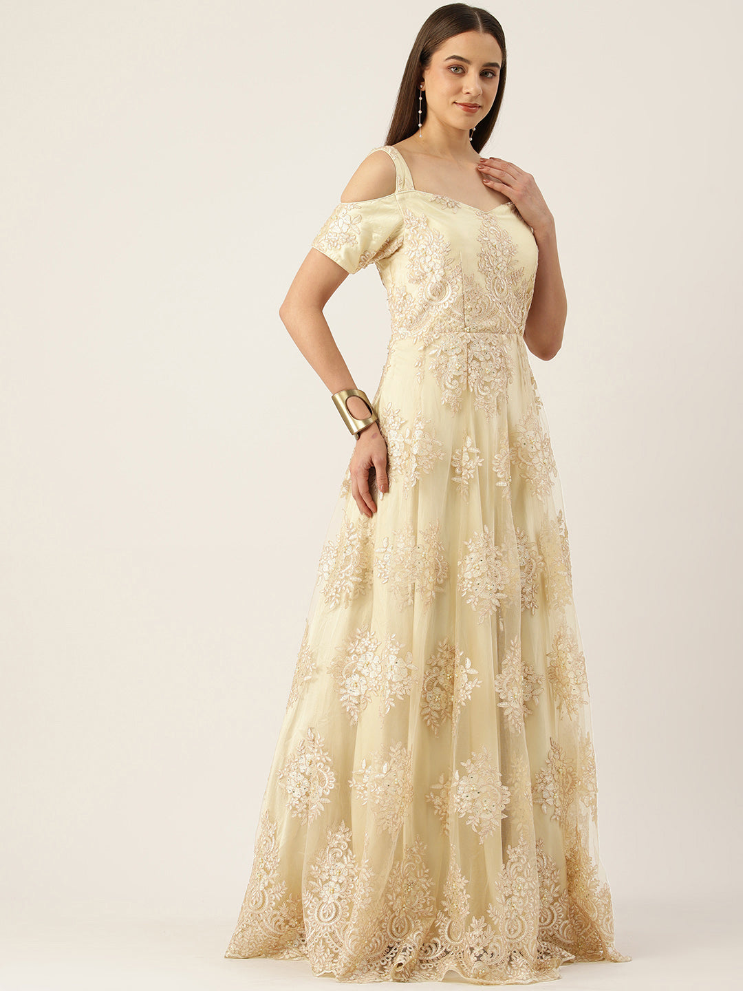 Desginer Off White Net Gown