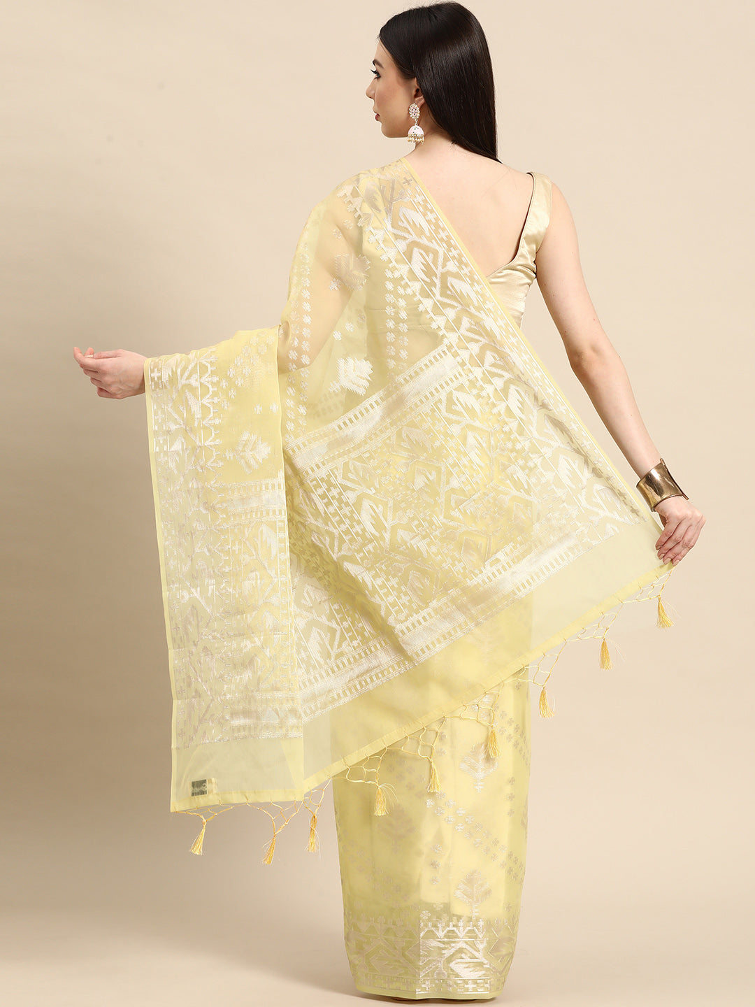 Designer Off-White Silk Saree