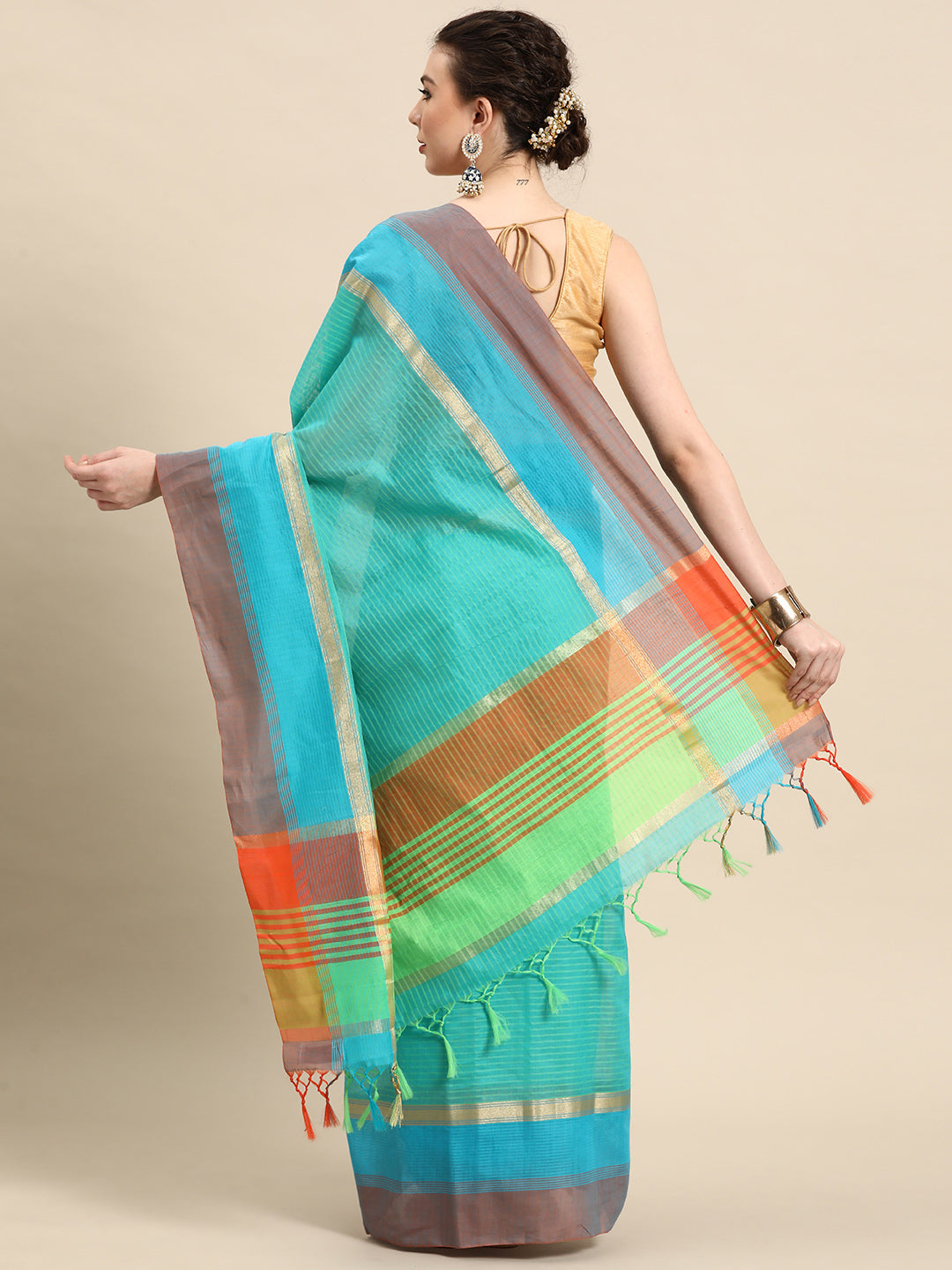 Designer Blue Cotton Saree