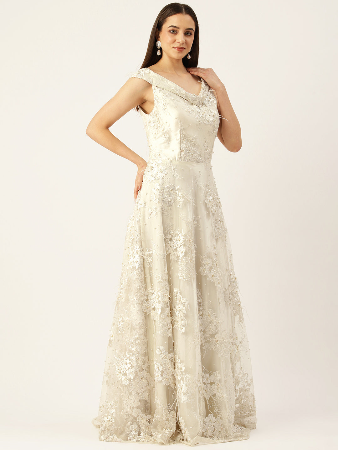 Desginer White Net Gown